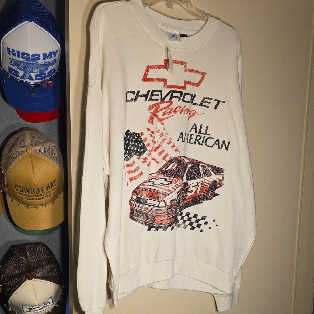 Racing All American Graphic Crewneck Sweater - White